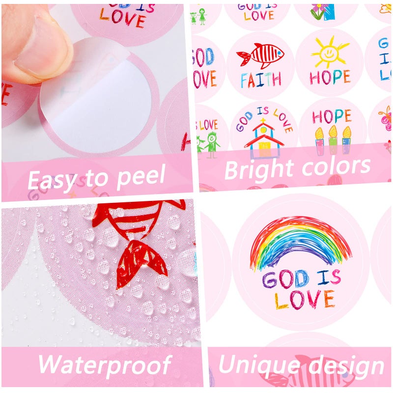 Geyee 600 Pcs Christian Religious Stickers for Kids Jesus Faith Shape Easter Stickers Catholic Child Drawn Scripture Decors for Toddler Art Crafts(Drawing Style) - Image 5