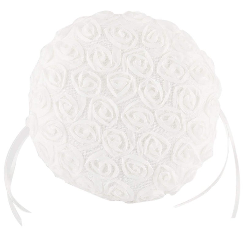 he andi Bowknot Silk Cloth Wedding Ceremony Party Rose Flower Girl Basket (White) (White, 5 inches) - Image 4