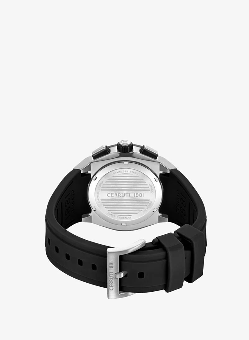 CERRUTI 1881 black Men's Ruscello Declination Black Dial Silicone Strap Chronograph Watch for Men, 48mm for Men | Best Price UAE