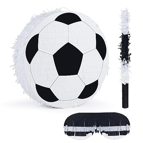 Birchio Pinata Bundle with a Blindfold and Bat 13x13x4 Soccer Ball Pinata for Birthday Party Boys Perfect for Birthday Party Sport Theme Party Decoration - Image 1