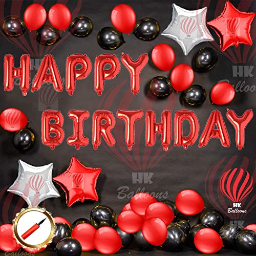 HK balloons 36 pcs set birthday decoration items set Happy Birthday Banner balloon arch set with pump and Star Foil Balloons Birthday Decorations Kit For Red Themed Boy Girl husband - Image 1