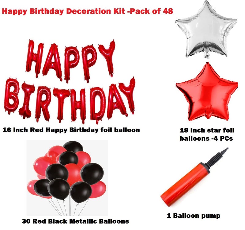 HK balloons 36 pcs set birthday decoration items set Happy Birthday Banner balloon arch set with pump and Star Foil Balloons Birthday Decorations Kit For Red Themed Boy Girl husband - Image 2