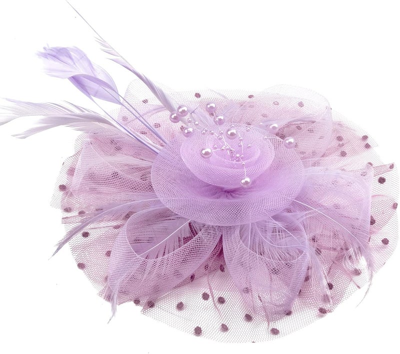DRESHOW Fascinators Hat Flower Mesh Ribbons Feathers on a Headband and a Clip Tea Party Headwear for Girls and Women - Image 4