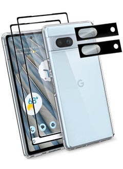 CATANES 5 Packs For Google Pixel 7a TPU Case and 2 Screen Protectors and 2 Camera Lens Protectors Clear Anti-Yellowing Transparent Shockproof Protective Phone Case Scratch Resistant Cover  - Image 2