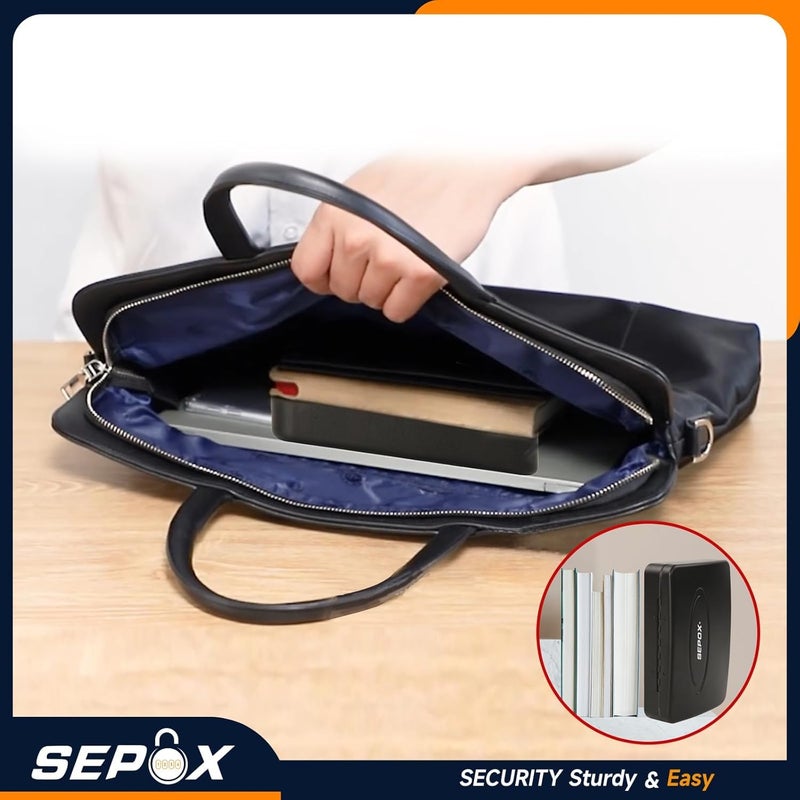 SEPOXÂ® Water/Fire-Resistant Portable Security Case Lock Box Steel, Personal Travel Safe Storage Cabinet for Small Item, 3-Ft Cable, Ressetable Combination Lock for Dorm, Car, Sports, Office - Image 5