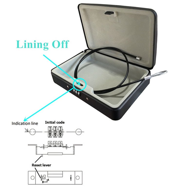 SEPOXÂ® Water/Fire-Resistant Portable Security Case Lock Box Steel, Personal Travel Safe Storage Cabinet for Small Item, 3-Ft Cable, Ressetable Combination Lock for Dorm, Car, Sports, Office - Image 4