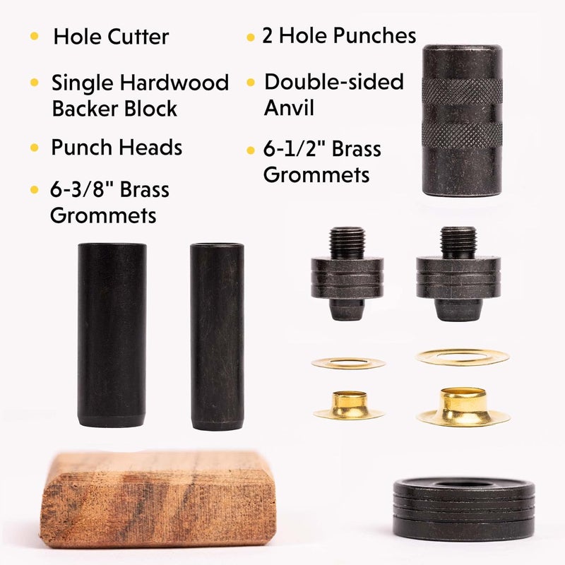General Tools 3/8"-1/2" Grommet Kit - Rustproof Solid Brass Grommets for Tarp Repair, Reinforcing Canvases, and Fabric Rings - Image 4