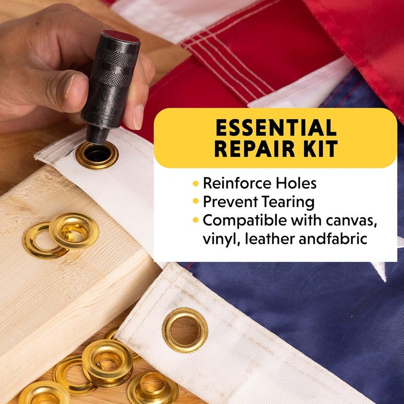 General Tools 3/8"-1/2" Grommet Kit - Rustproof Solid Brass Grommets for Tarp Repair, Reinforcing Canvases, and Fabric Rings - Image 5