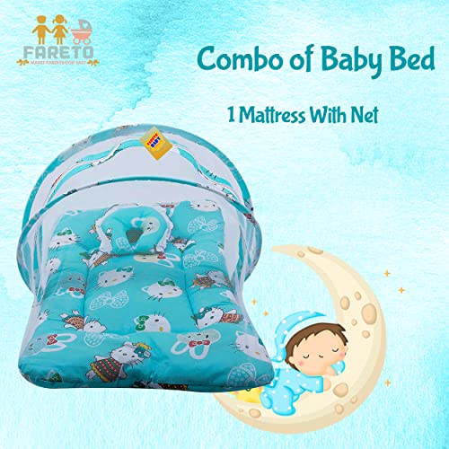 Fareto Baby Mattress with Mosquito Net(0-6 Months) (Pista Green) - Image 2