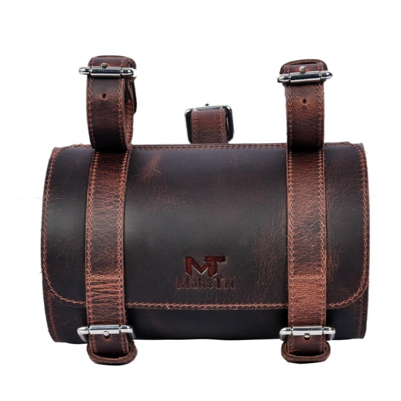 MaheTri - Motorcycle Side Leather Bag Pouch, Saddle Bag, Tool Bags for Bike (Grayson) - Image 1