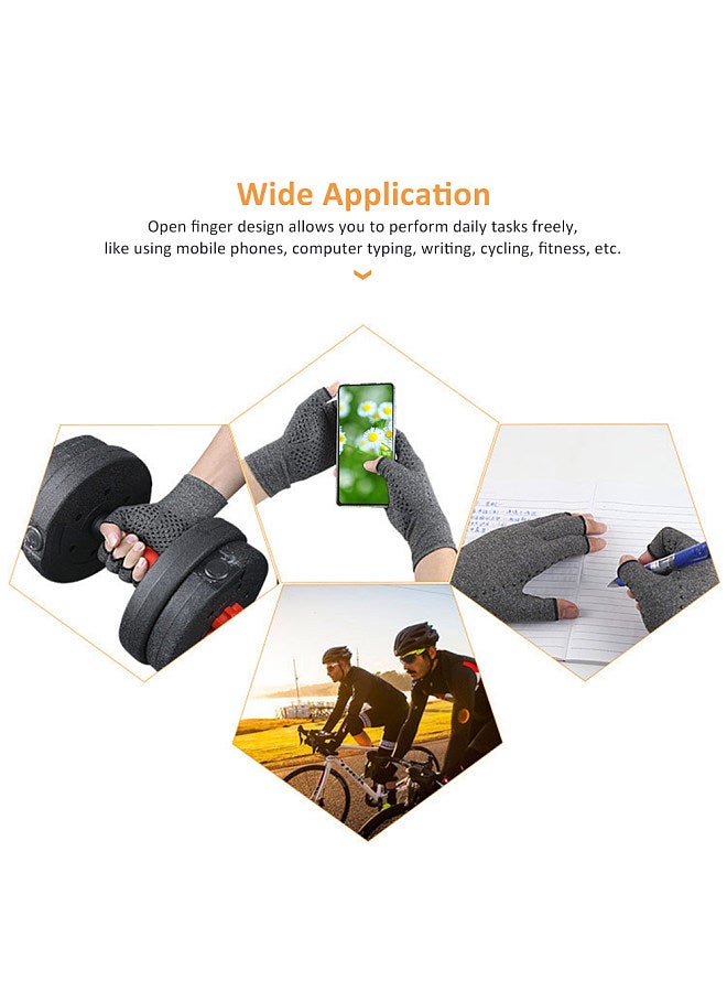 Generic Anti-slip Fingerless Arthritis Gloves Carpal Tunnel Gloves for Computer Typing Pain Relief - Image 3