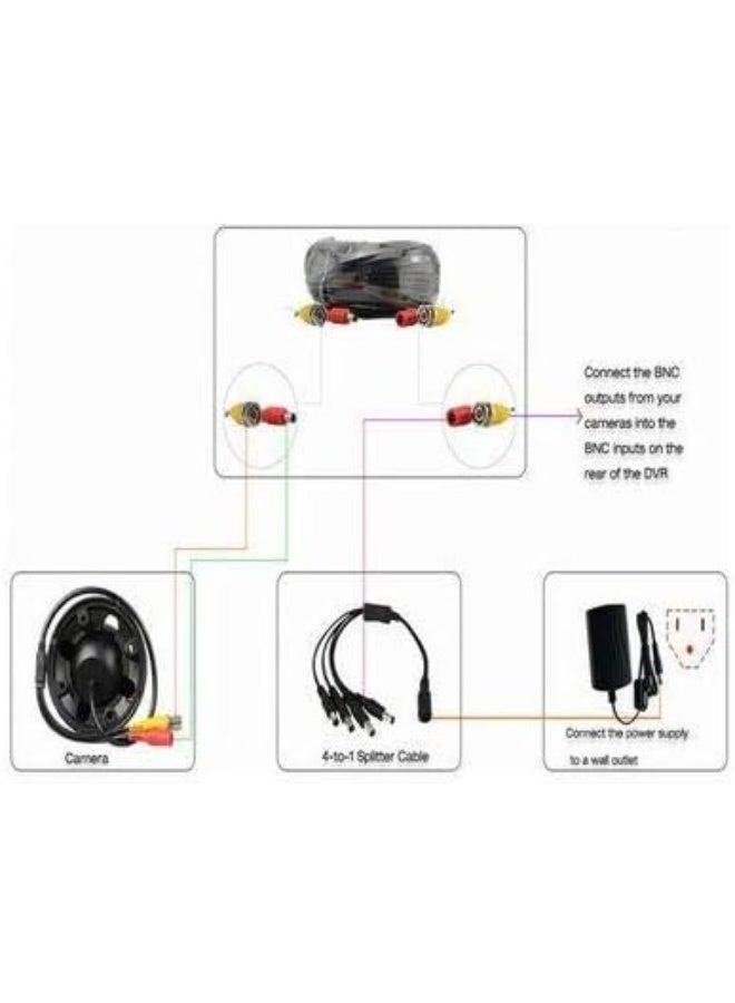 30M Video Power Cable for CCTV Security Camera – BNC Connector – Male to Female – Black  - Image 2