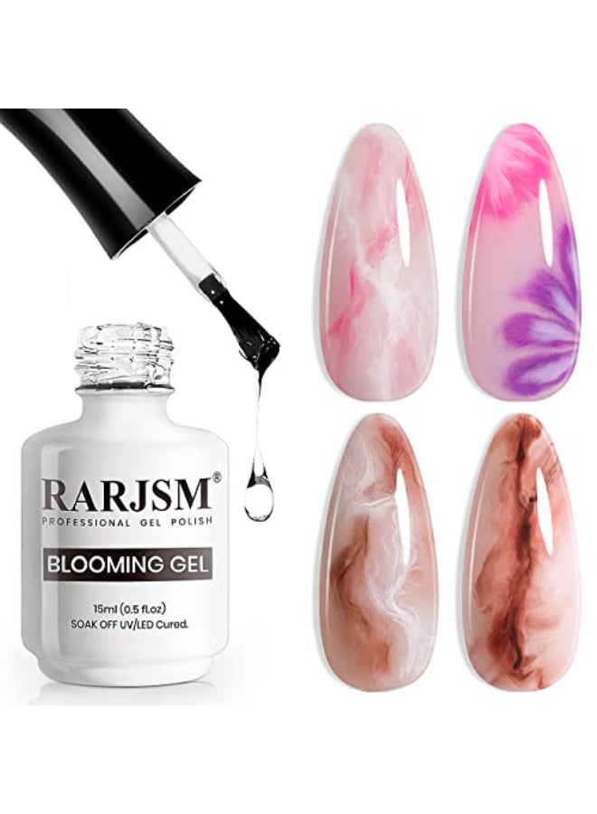 RARJSM Blooming Gel Nail PolishClear Blooming GelPolish 15ML UV LED Soak Off Nail Art Polish Blossom Gel for Spreading Effect Graffiti Marble Flower Watercolor Magical DIY Manicure Design - Image 1