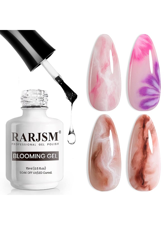 RARJSM Blooming Gel Nail PolishClear Blooming GelPolish 15ML UV LED Soak Off Nail Art Polish Blossom Gel for Spreading Effect Graffiti Marble Flower Watercolor Magical DIY Manicure Design - Image 3