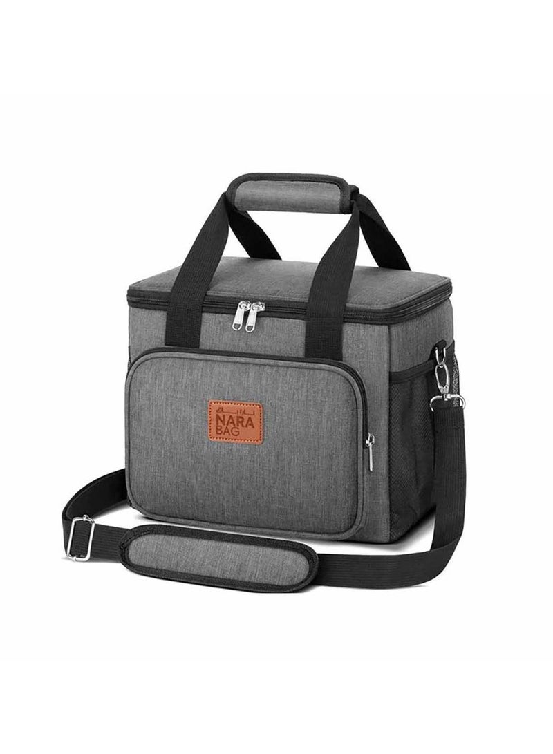 نارا صندوق غداء معزول للطعام للمكتب - حقيبة غداء ساخنة وباردة بسعة كبيرة - وعاء طعام حراري مانع للتسرب للوجبات والمشروبات والسفر والاستخدام في الهواء الطلق - تصميم متعدد الجيوب - Image 1