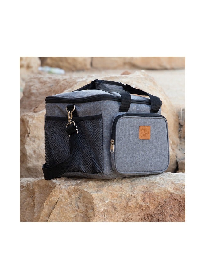 نارا صندوق غداء معزول للطعام للمكتب - حقيبة غداء ساخنة وباردة بسعة كبيرة - وعاء طعام حراري مانع للتسرب للوجبات والمشروبات والسفر والاستخدام في الهواء الطلق - تصميم متعدد الجيوب - Image 5