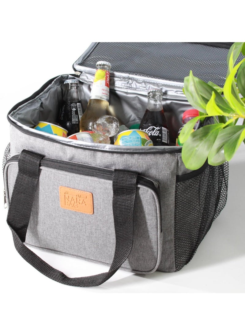 نارا صندوق غداء معزول للطعام للمكتب - حقيبة غداء ساخنة وباردة بسعة كبيرة - وعاء طعام حراري مانع للتسرب للوجبات والمشروبات والسفر والاستخدام في الهواء الطلق - تصميم متعدد الجيوب - Image 4