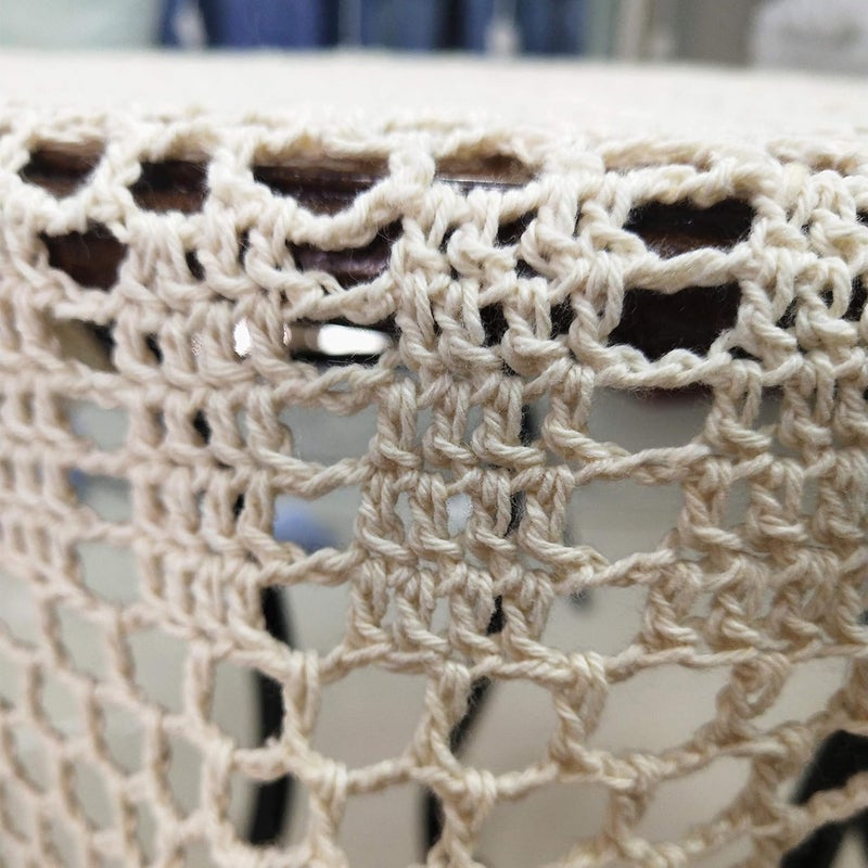 USTIDE 40-inch Handmade Crochet Cotton Tablecloth Round Beige Crochet Tablecloths Table Covers - Image 4