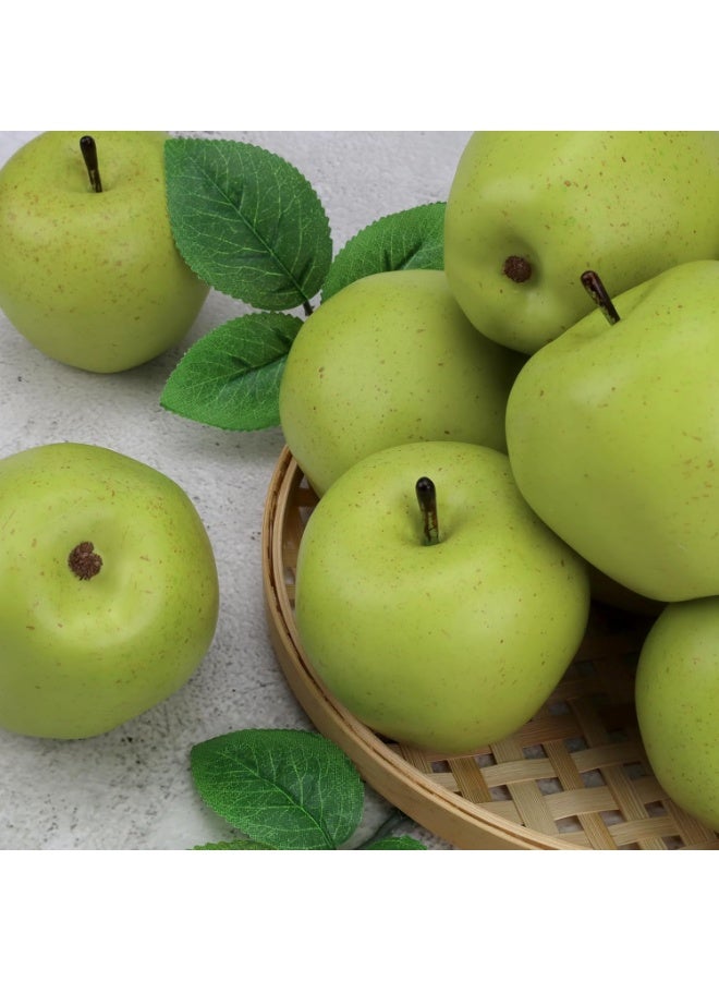 LATIFA 6pcs Artificial Green Apple Decoration Fake Realistic Fruit for Home Party Holiday Decorative Food Toy Model - Image 1