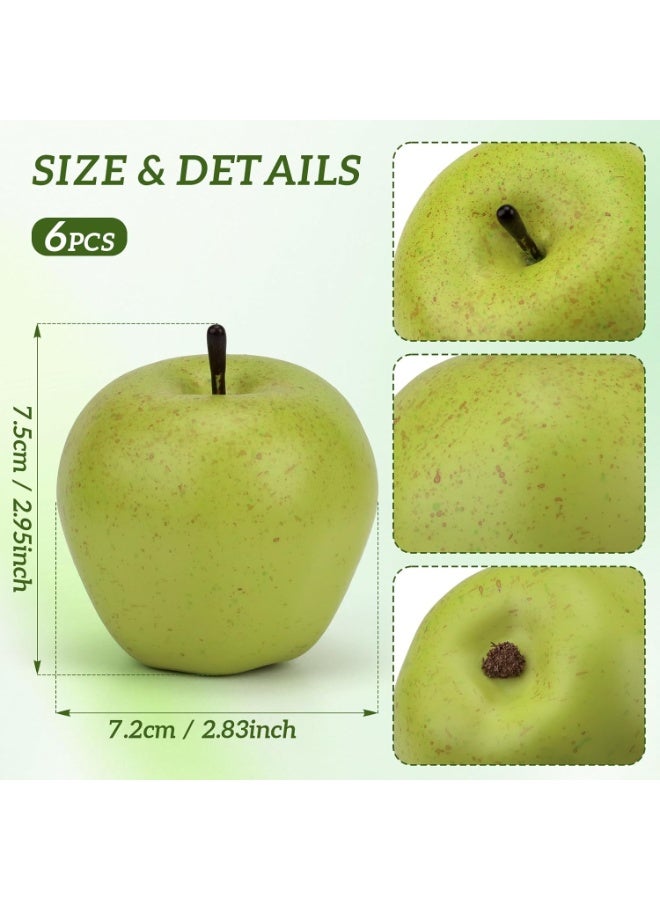 LATIFA 6pcs Artificial Green Apple Decoration Fake Realistic Fruit for Home Party Holiday Decorative Food Toy Model - Image 3