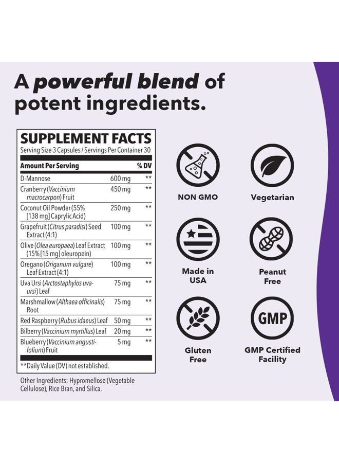 Life Seasons Urinari-X - Urinary Tract Support - Fast Acting UTI Relief - Vitamin Supplement for Healthy Bladder Function & Immunity - D-Mannose, Cranberry, Caprylic Acid, Uva Ursi & Grapefruit - 90 Capsules - Image 3