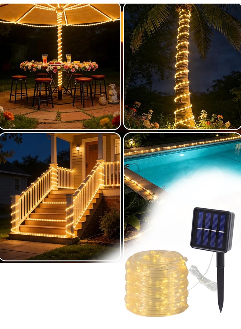 Solar Rope Lights 39FT 100 LED Solar Powered String Lights, Outdoor Decorative LED Rope Lighting for Garden, Yard, Home, Wedding, Christmas, Halloween & Holiday Tree Decoration - Image 1