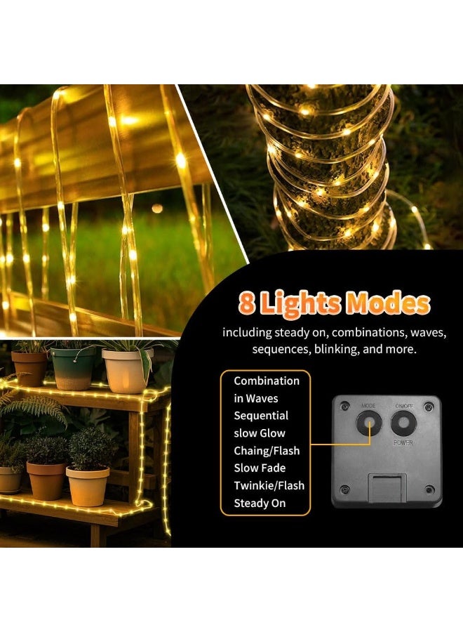 Solar Rope Lights 39FT 100 LED Solar Powered String Lights, Outdoor Decorative LED Rope Lighting for Garden, Yard, Home, Wedding, Christmas, Halloween & Holiday Tree Decoration - Image 5