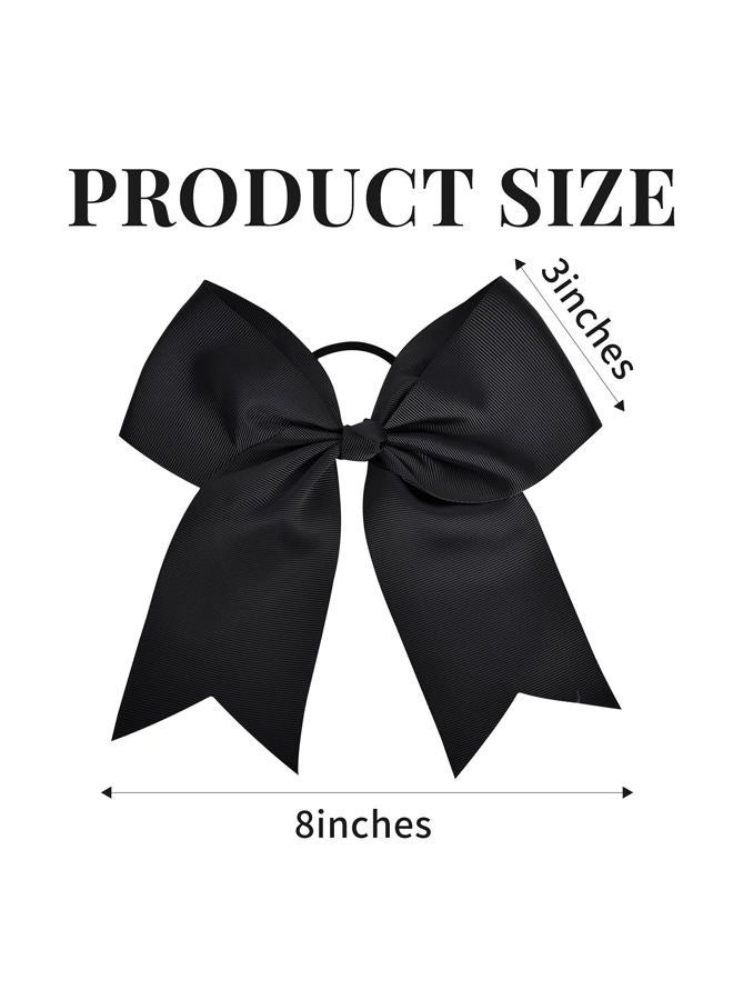 Aileam 12 Pcs Large Cheer Bows 8" Bulk Hair Bow Accessories with Ponytail Holder for Girls High School College Cheerleading - Image 3
