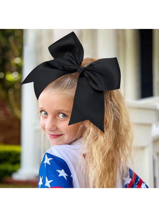 Aileam 12 Pcs Large Cheer Bows 8" Bulk Hair Bow Accessories with Ponytail Holder for Girls High School College Cheerleading - Image 2