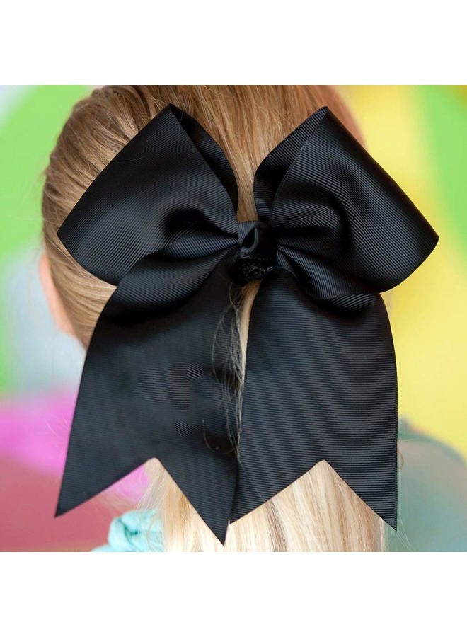 Aileam 12 Pcs Large Cheer Bows 8" Bulk Hair Bow Accessories with Ponytail Holder for Girls High School College Cheerleading - Image 5