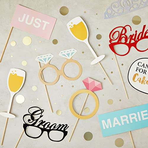 Blue Panda Wedding Photo Booth Props - 72-Piece Assorted Floral Cardstock Set, 3 x 2 to 10 x 7 in - Bridal Shower & Bachelorette Party Props for Wedding - Photo Booth with Sticks & Stickers - Image 2