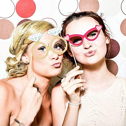 Blue Panda Wedding Photo Booth Props - 72-Piece Assorted Floral Cardstock Set, 3 x 2 to 10 x 7 in - Bridal Shower & Bachelorette Party Props for Wedding - Photo Booth with Sticks & Stickers - Image 4