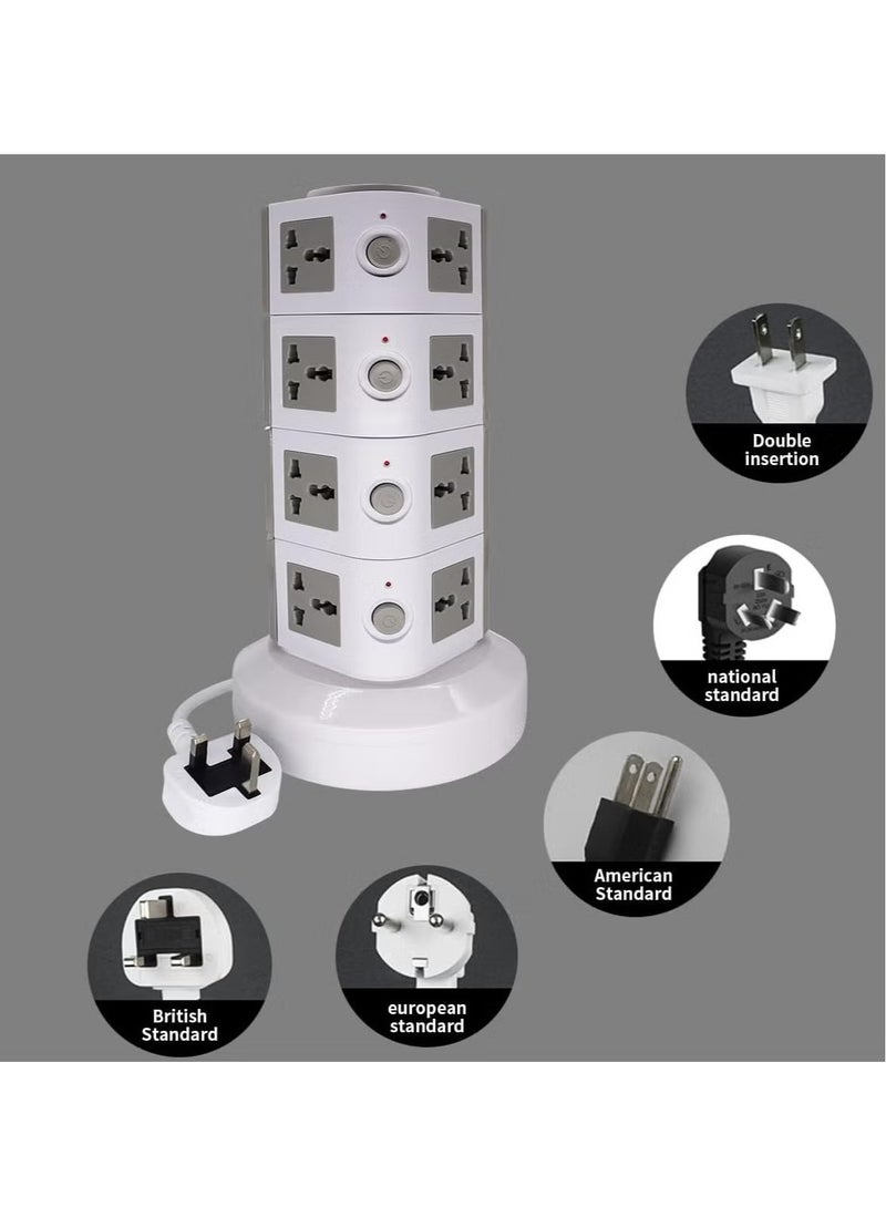 TIGER Universal Vertical Tower Power Strip – Multi-Socket (110V-250V) with 2 USB Ports, Electric Charging Station Surge Protector, Four-Layer Design, Suitable for Any Country  - Image 5