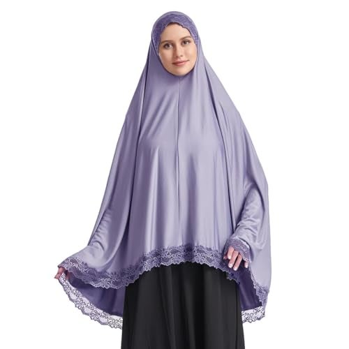 ICW Women Stretchable Jersey Jilbab Cum Prayer Khimar Hijab (Free Size) 42 Inch (Purple) For Female - Image 1