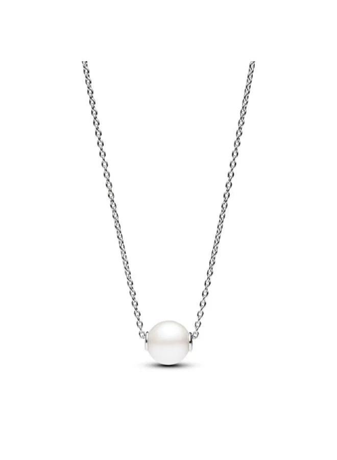 باندورا Sterling silver collier with white treated freshwater cultured pearl and clear cubic zirconia