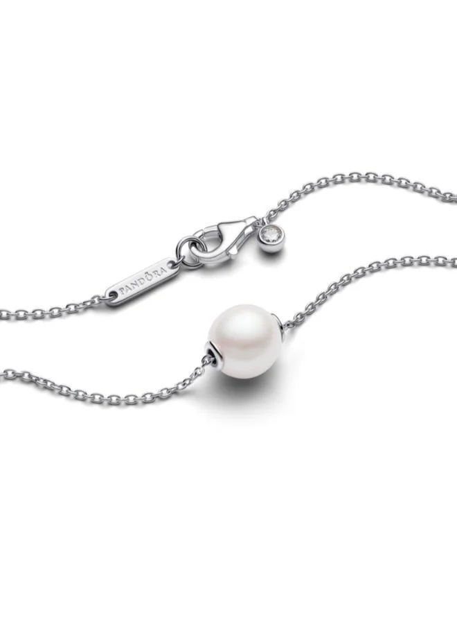 باندورا Sterling silver collier with white treated freshwater cultured pearl and clear cubic zirconia