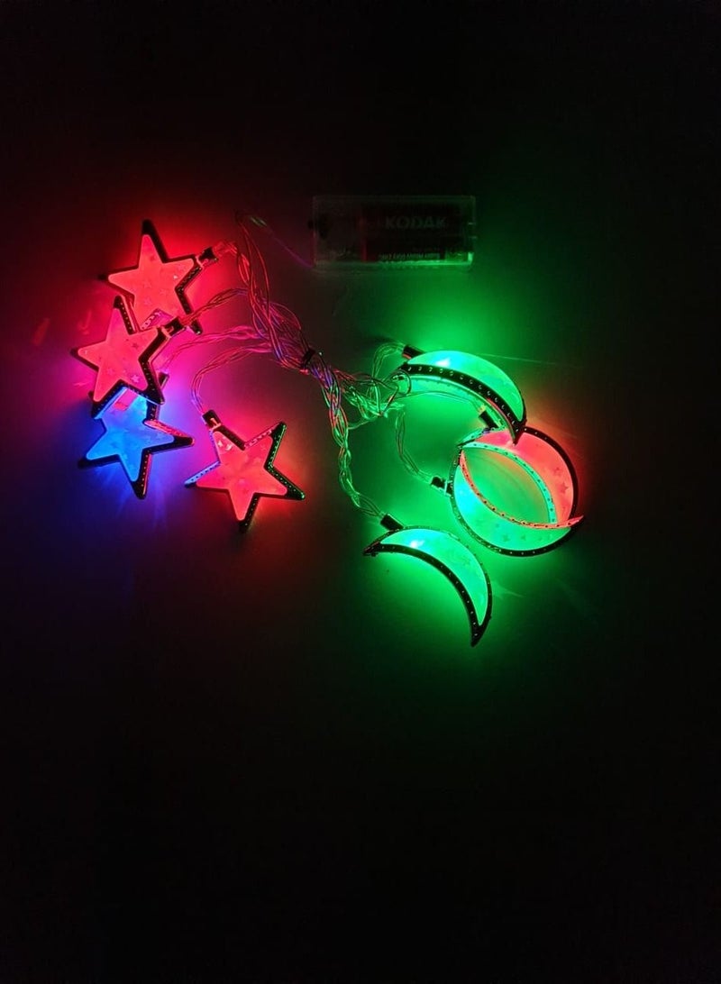 Al Zaabiah Silver Lanterns Moon & Stars Multicolor LED String Lights | Ramadan & Eid Decoration - Image 5