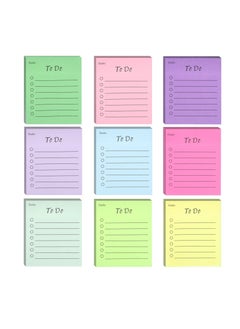 "450 Sheets 9 Pads to Do List Sticky Notes, 3.5x3 in Lined Sticky Notes Adhesive Cute to Do List Notepad for Planner Checklist Office Supplies, Daily Shopping Planner List, 9 Colors "
