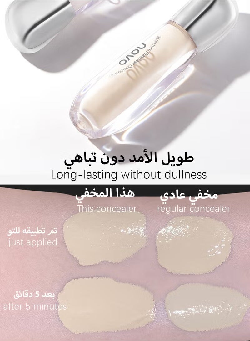 نوفو مخفي رطوبة لا تشوبها شائبة، سائل تغطية كاملة السطوع تحت مخفي العين، خفيف الوزن طويل الأمد رطب أخف للمرأة، خلق مظهر نظيف - Image 3
