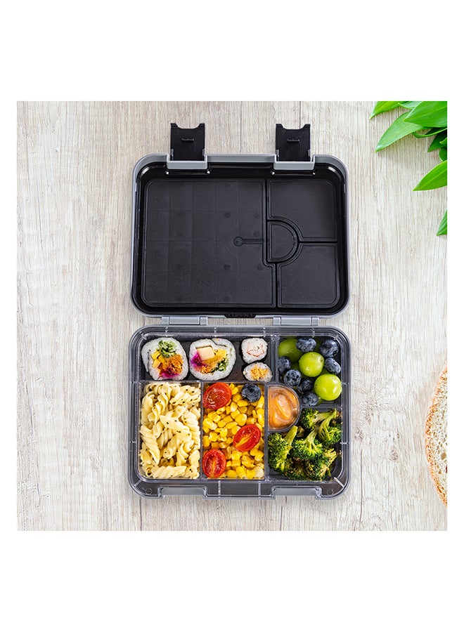 Eazy Kids - Personalized 6 & 4 Convertible Bento Lunch Box w / Steel Spoon & Fork Set and Alphabets Sticker - Car Racing Blue - Image 5