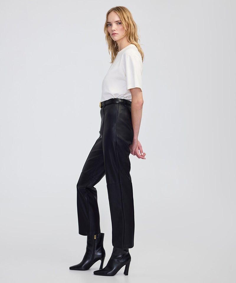 Ipekyol Leather-Effect Straight-Leg Trousers - Image 3