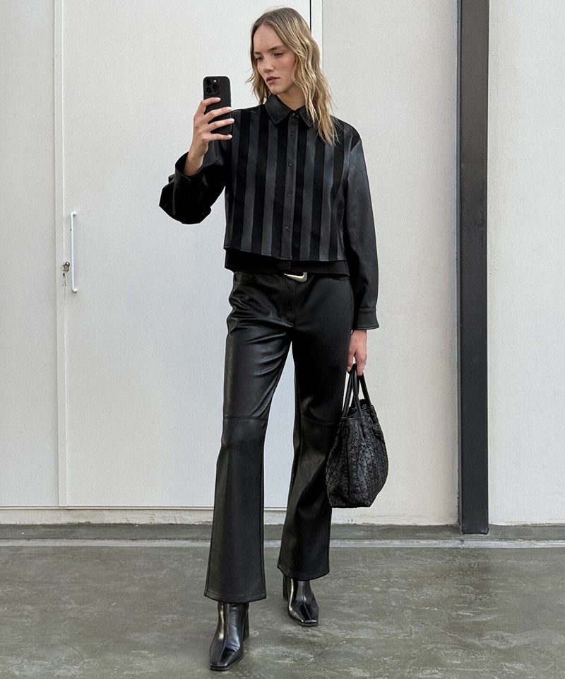 Ipekyol Leather-Effect Straight-Leg Trousers - Image 1