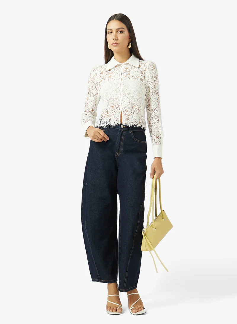 Ella  Lace Button Down Shirt for Women | Best Price UAE