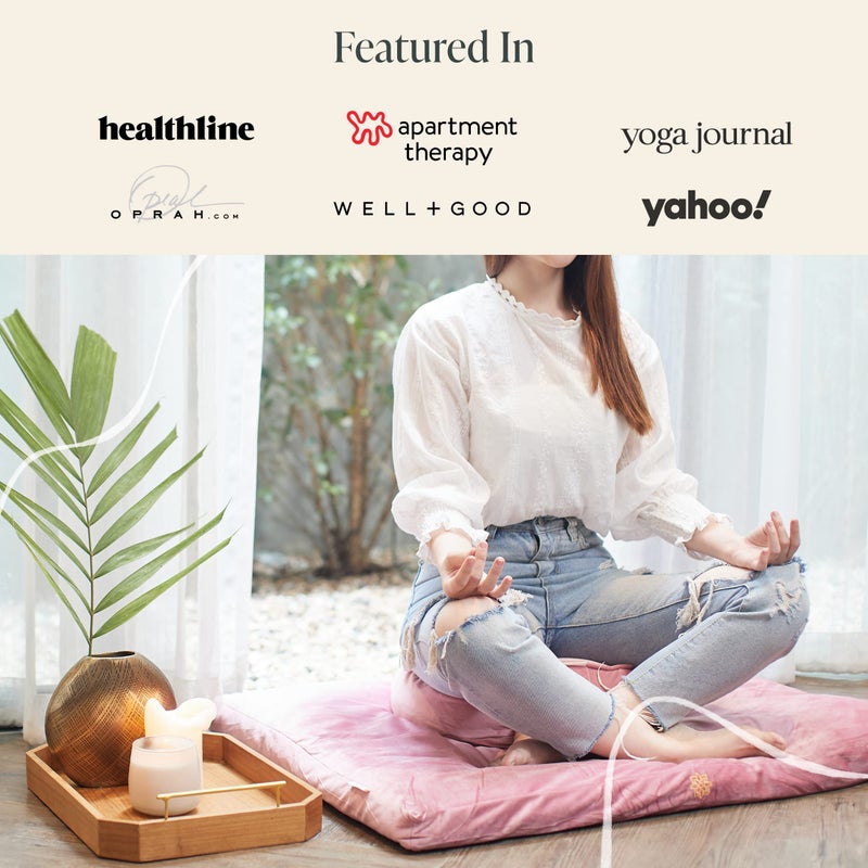 Mindful Modern Velvet Zabuton Meditation Mat | Large Rectangular Yoga Floor Cushion Pillow for Kneeling or Sitting Support | Removable Washable Cover | Perfect Zafu or Bench Complement | Color Pink - Image 5