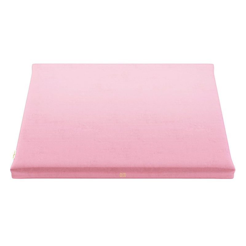 Mindful Modern Velvet Zabuton Meditation Mat | Large Rectangular Yoga Floor Cushion Pillow for Kneeling or Sitting Support | Removable Washable Cover | Perfect Zafu or Bench Complement | Color Pink - Image 1