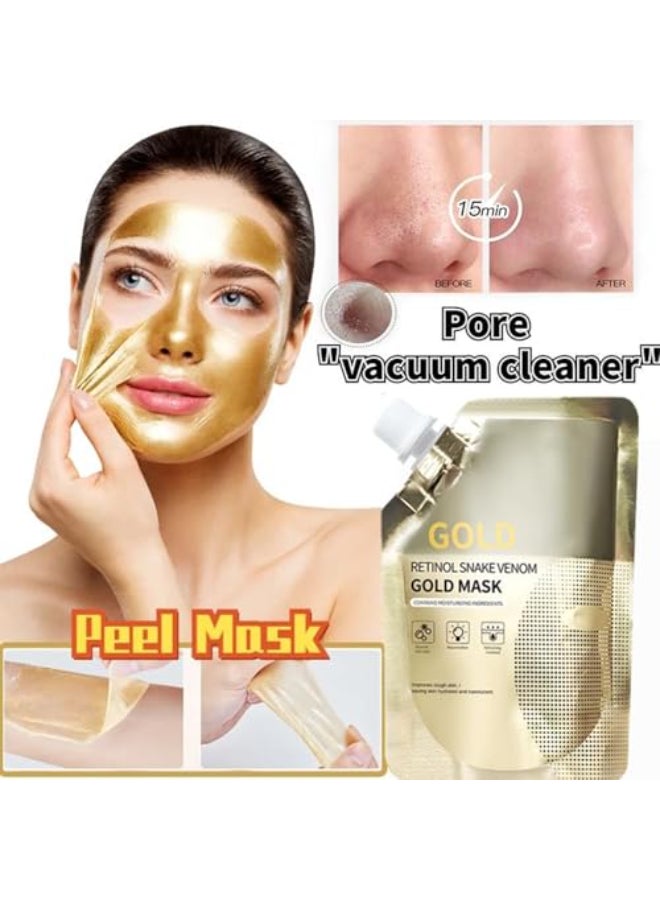 Grospe Retinol Snake Venom Peptide Gold Mask Antiaging Clear and Moisturizing Improving Rough Skin Peeling Mask Tightening Moisturizing Toning and Nourishing The Skin 3PCS - Image 3