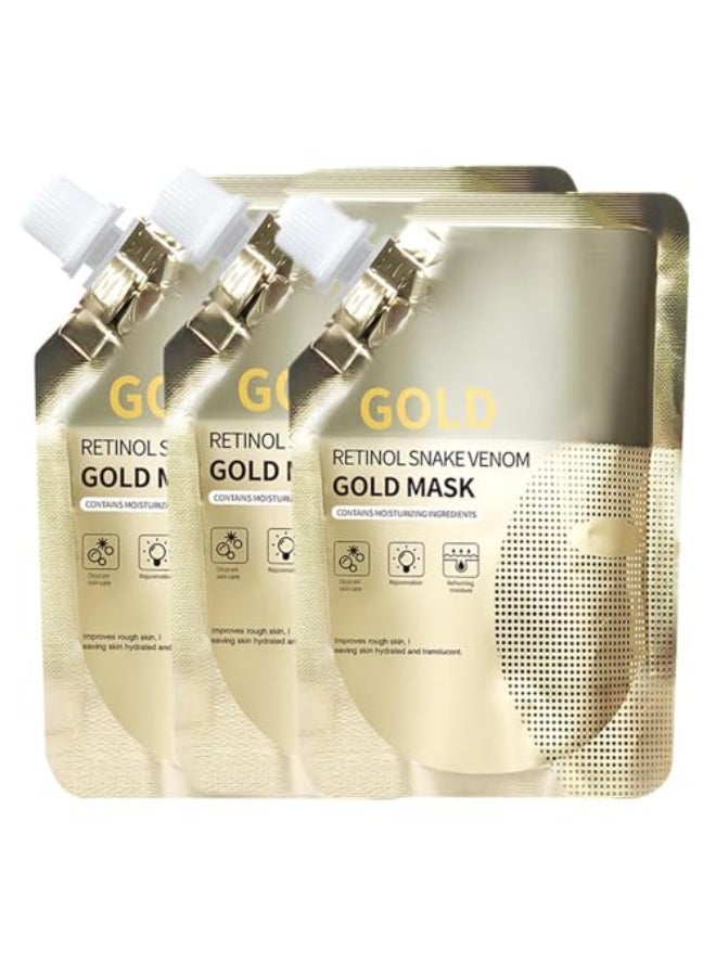 Grospe Retinol Snake Venom Peptide Gold Mask Antiaging Clear and Moisturizing Improving Rough Skin Peeling Mask Tightening Moisturizing Toning and Nourishing The Skin 3PCS - Image 1