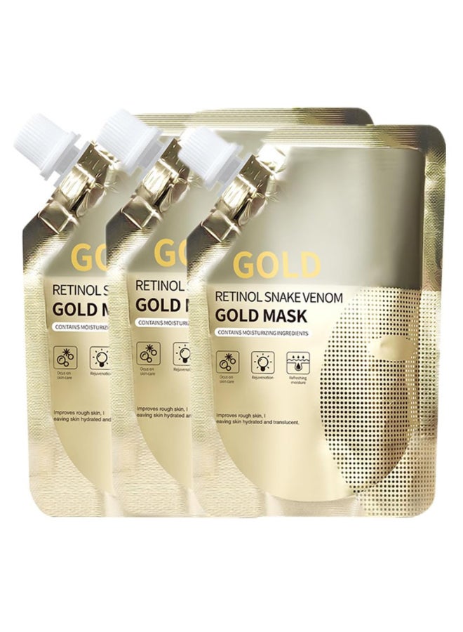Grospe Retinol Snake Venom Peptide Gold Mask Antiaging Clear and Moisturizing Improving Rough Skin Peeling Mask Tightening Moisturizing Toning and Nourishing The Skin 3PCS - Image 2