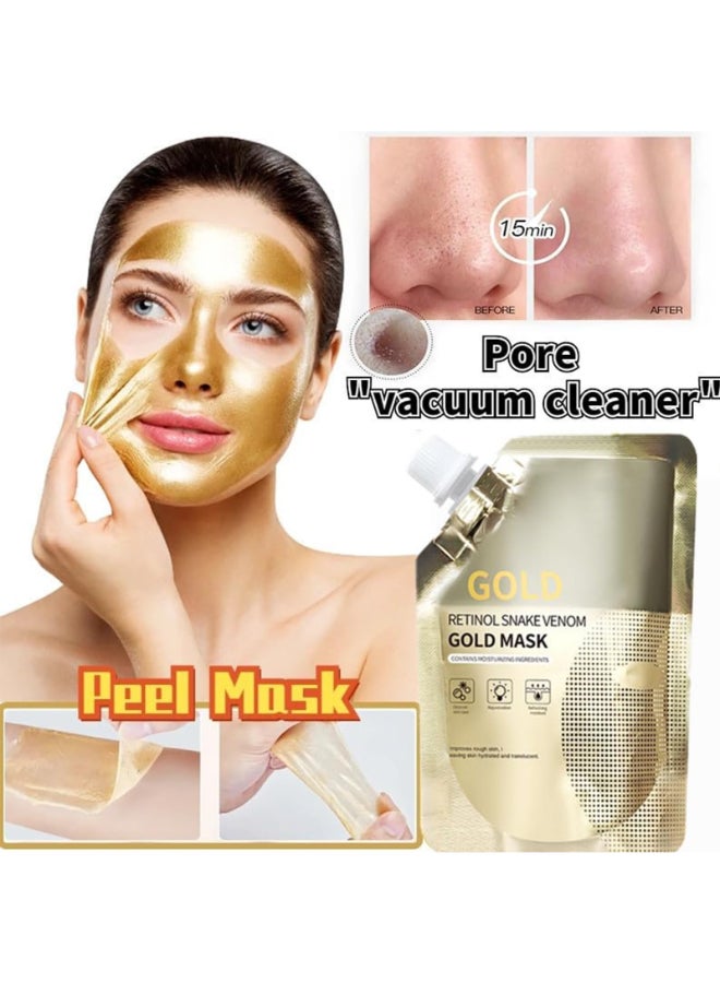 Grospe Retinol Snake Venom Peptide Gold Mask Antiaging Clear and Moisturizing Improving Rough Skin Peeling Mask Tightening Moisturizing Toning and Nourishing The Skin 3PCS - Image 4