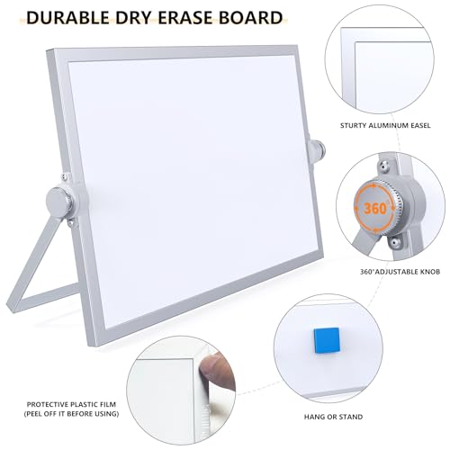 Laokiiy Small Dry Erase White Board, Magnetic Desktop Whiteboard with Stand, Dry Eease Board Mini Easel Double Sided on Table Top with Holder for Kids Drawing, Teacher Instruction - Image 2